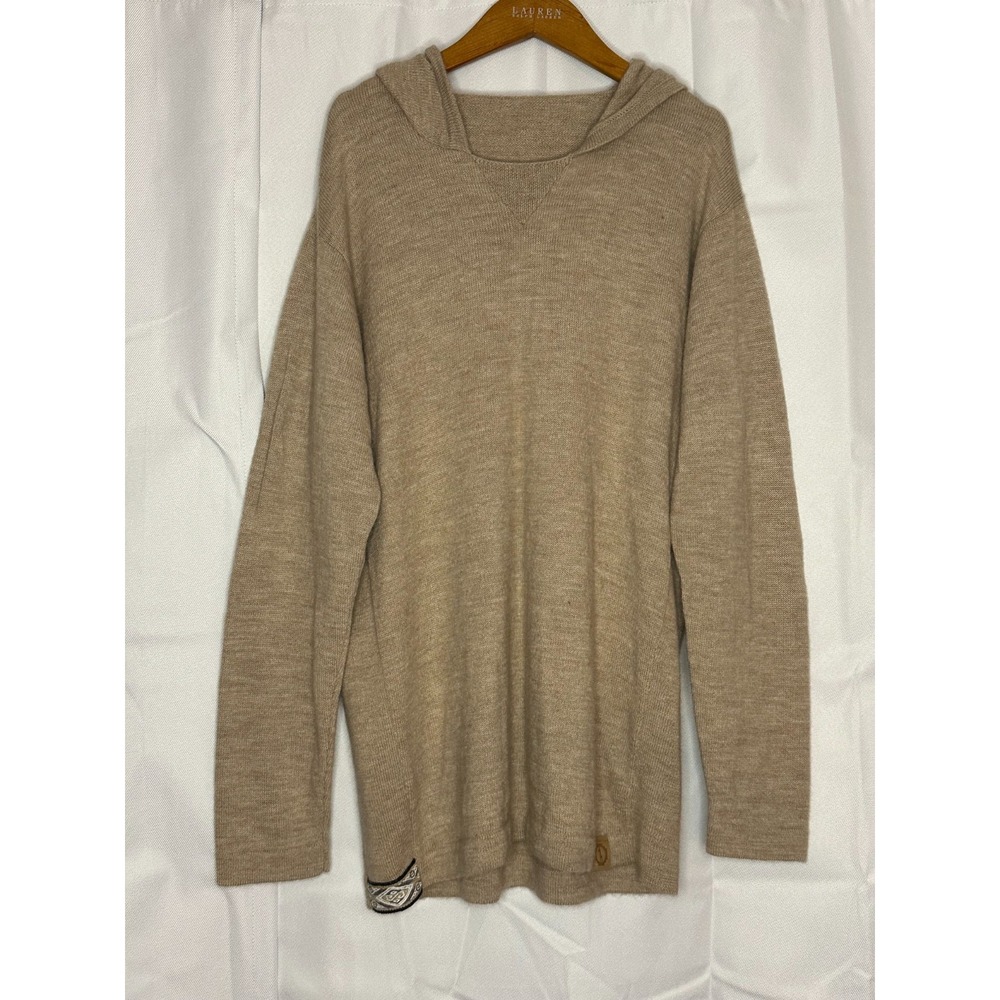 PAKA Royal Alpaca Hooded Sweater XL Sustainable Minimalist Pullover Beige